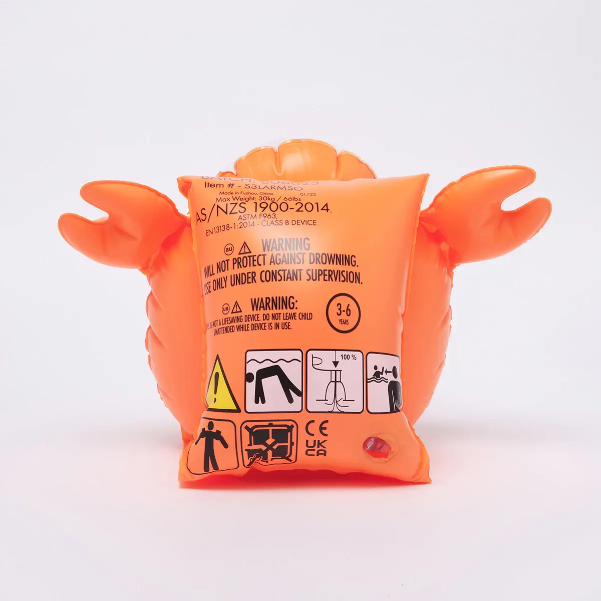SUNNYLiFE Buddy Float Bands Sonny The Sea Creature Neon Orange, Inflatables, 3Y+
