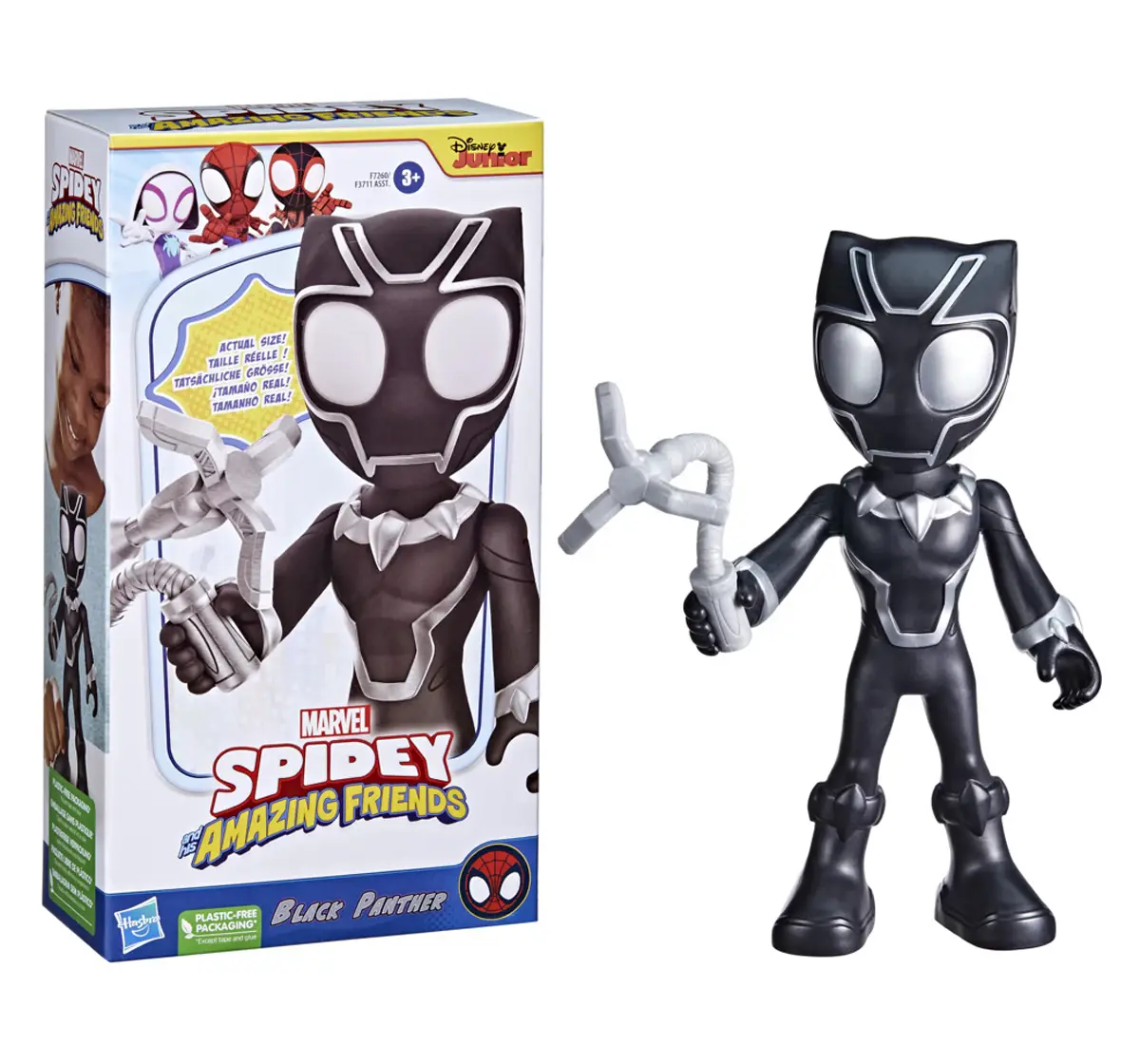 Marvel Spidey and His Amazing Friends Supersized Black Panther 9-inch Action Figure, Preschool Toys, Super Hero Toys for 3 Year Old Boys and Girls and Up