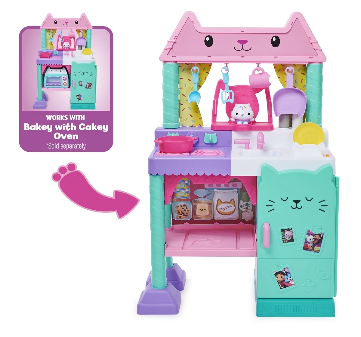 Gabby’S Dollhouse, Cakey Kitchen Set For Kids With Play Kitchen Accessories, Play Food, Sounds, Music And Kids Toys For Girls And Boys Ages 3 And Up