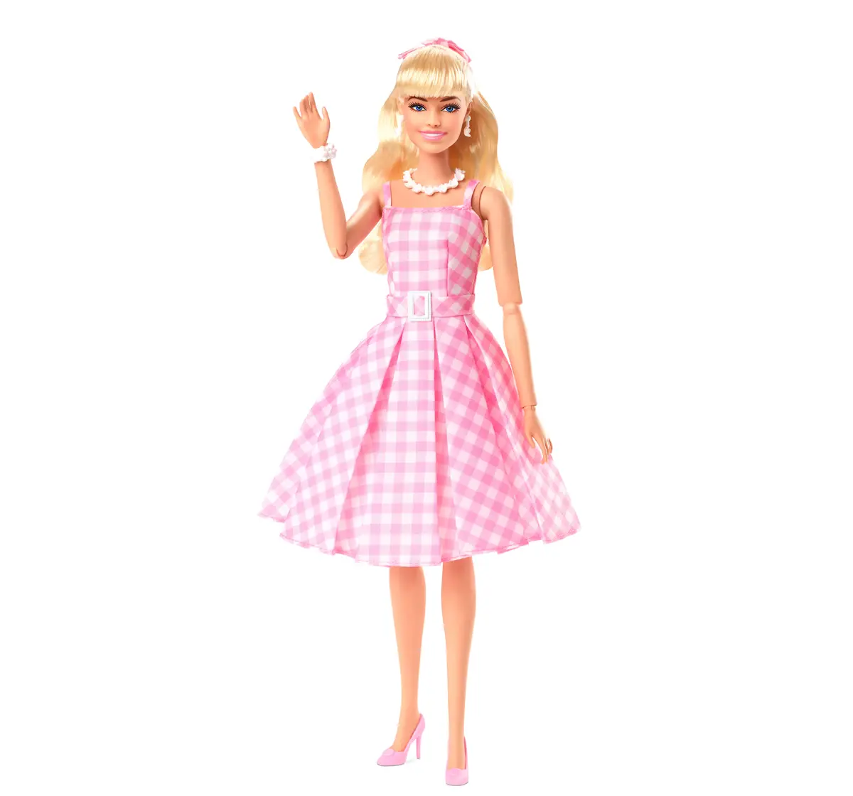 Barbie The Movie Doll Wearing Pink and White Gingham Dress with Daisy Chain Necklace, Kids for 3Y+, Multicolour, Assorted