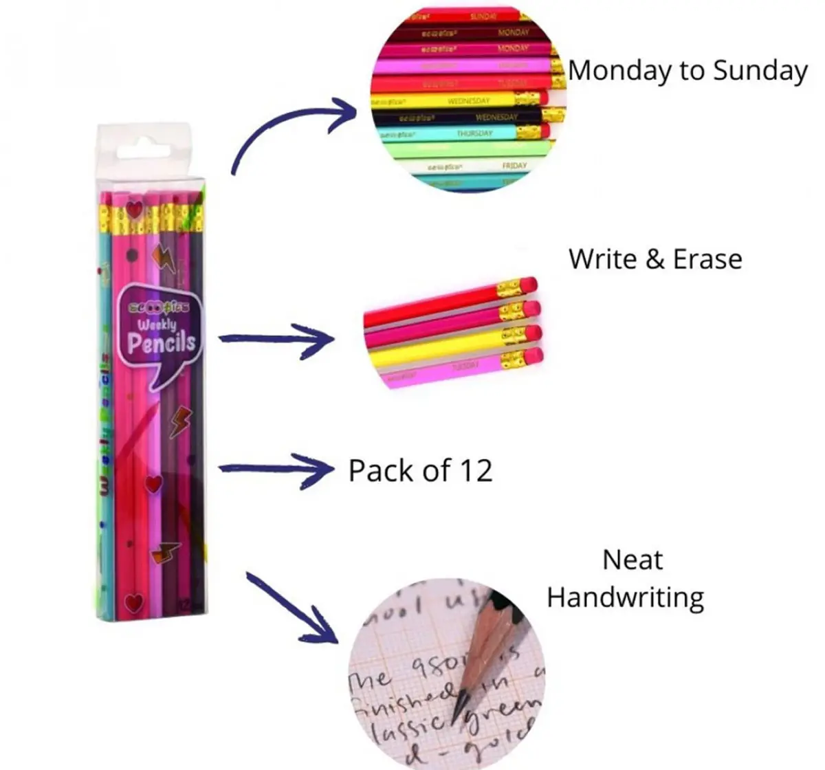 Scoobies HB Pencils Pack of 12 Neon, 3Y+
