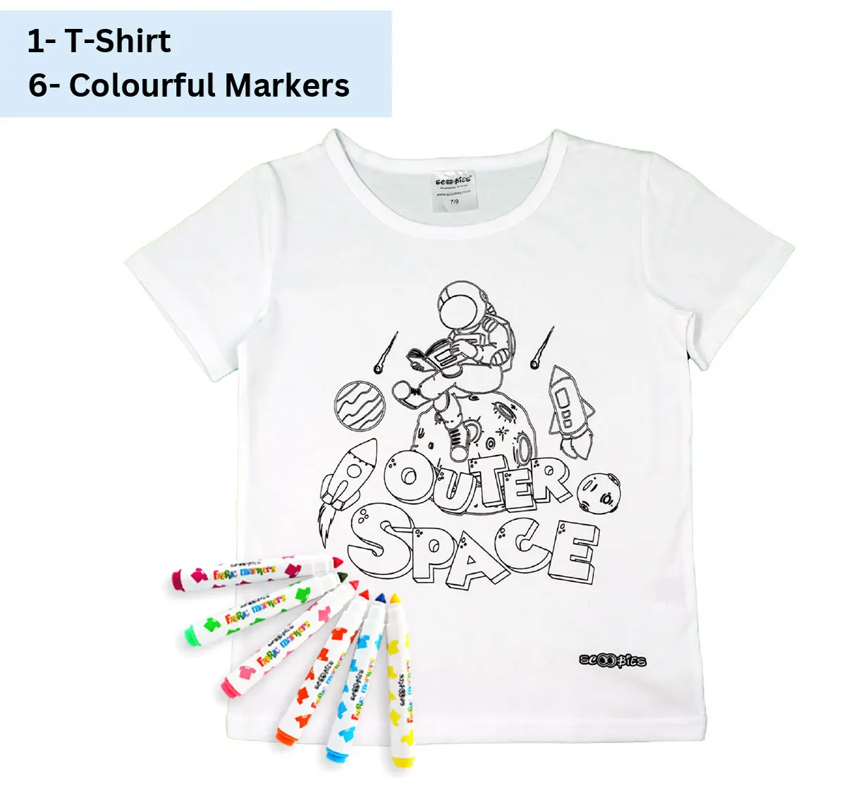 Scoobies Space Doodle T-Shirt White, 3Y+
