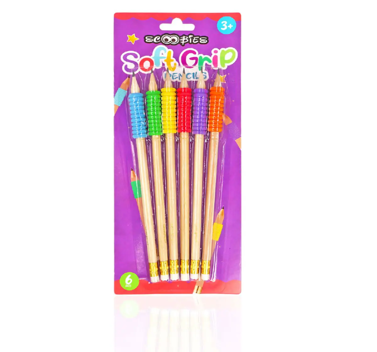 Scoobies Neon Soft Grip Pencils Multicolour, 3Y+