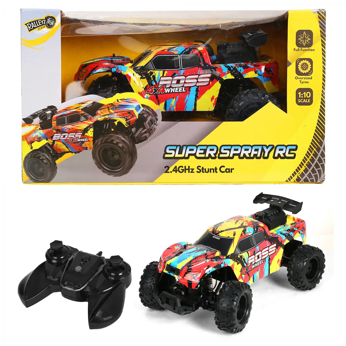 Ralleyz Super Spray Remote Control Stunt Car, 1:10 Scale, Multicolour, 3Y+