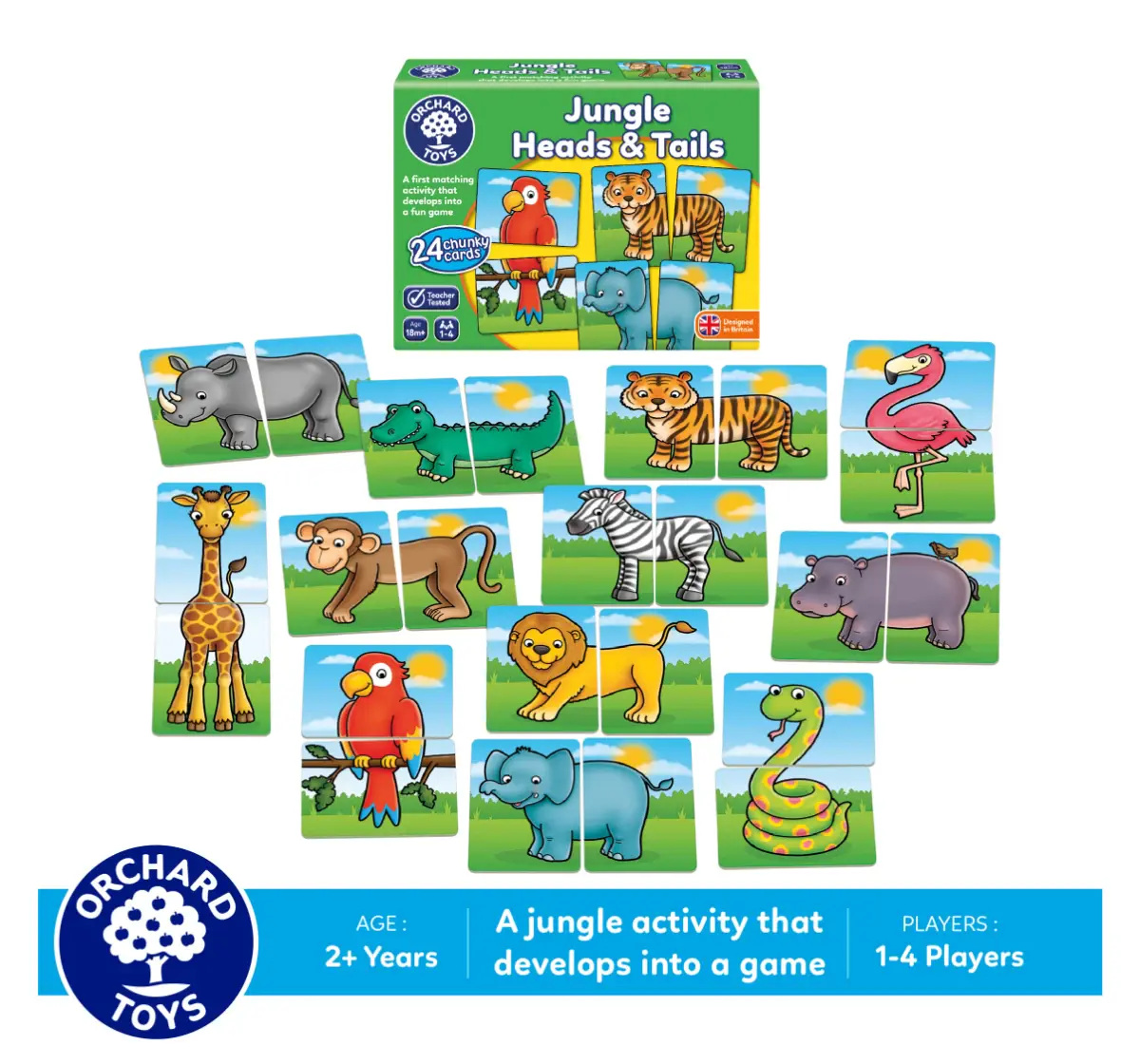 Orchard Toys Jungle Heads And Tails, Puzzle And Game, 18M+