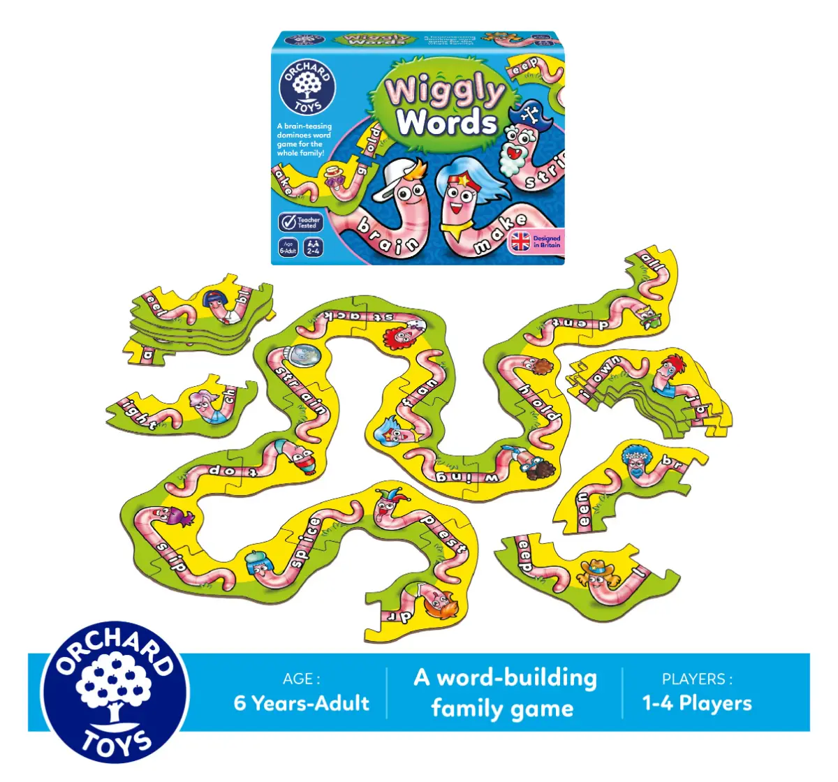 Orchard Toys Wiggly Words, Spelling And Word Building Board Game, 6Y+