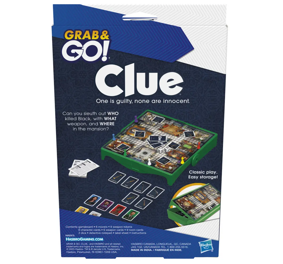 Hasbro Gaming Clue Grab and Go Portable Game, 3-6 Players Travel Game, 8Y+