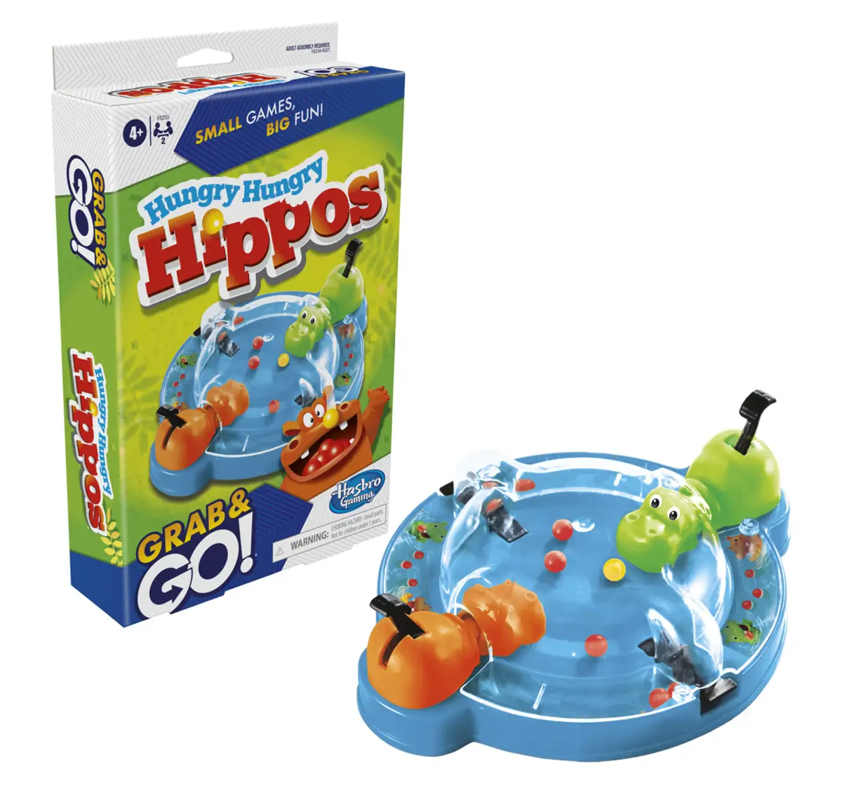 Hasbro Gaming Hungry Hungry Hippos Grab And Go Portable Game For 2 Players With 2 Chomping Hippos Multicolour, 4Y+