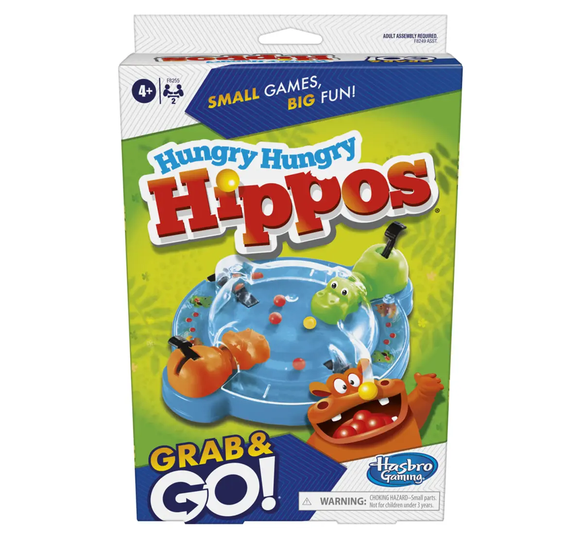 Hasbro Gaming Hungry Hungry Hippos Grab And Go Portable Game For 2 Players With 2 Chomping Hippos Multicolour, 4Y+