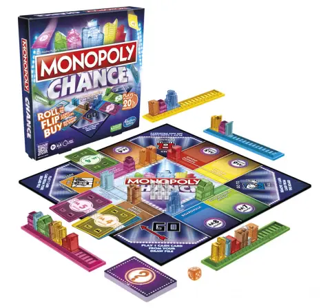 Monopoly Chance Board Game 2-4 Players for Adults, 8Y+