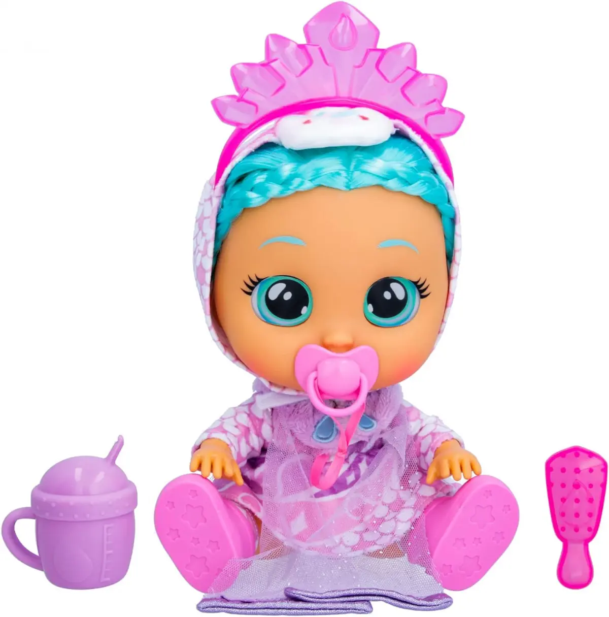 Cry Babies Kiss Me Princess Elodie - 12'' Baby Doll Deluxe Blushing Cheeks Feature Shimmery Changeable Outfit with Bonus Accessories, Multicolour, 18M+