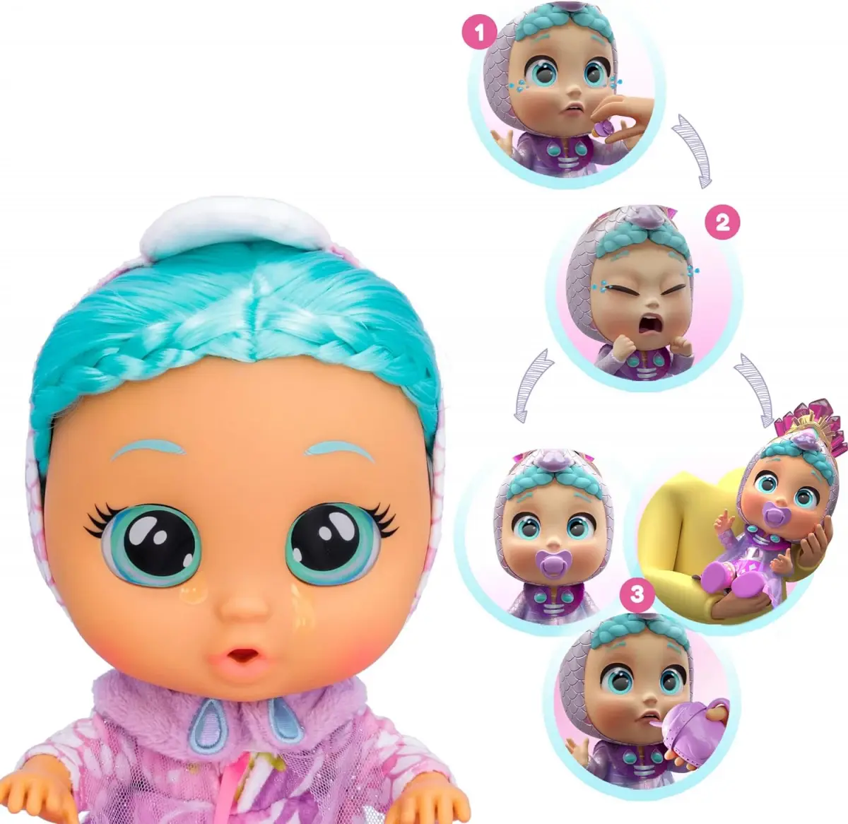 Cry Babies Kiss Me Princess Elodie - 12'' Baby Doll Deluxe Blushing Cheeks Feature Shimmery Changeable Outfit with Bonus Accessories, Multicolour, 18M+