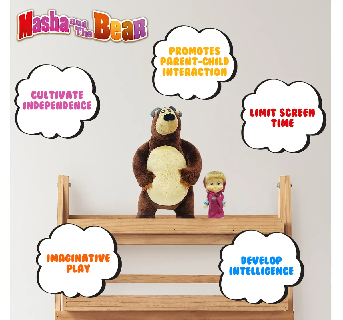 Masha And The Bear Simba Set Plush Bear, Doll, Small Multicolour, 3Y+