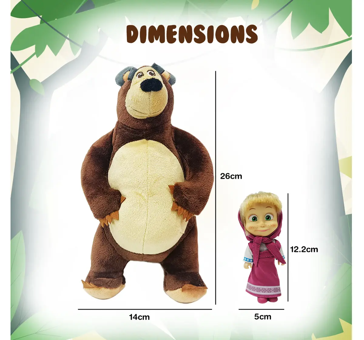 Masha And The Bear Simba Set Plush Bear, Doll, Small Multicolour, 3Y+