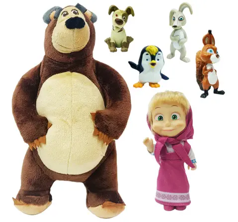 Masha And The Bear Simba Set Plush Bear, Doll, Animals Multicolour, 3Y+