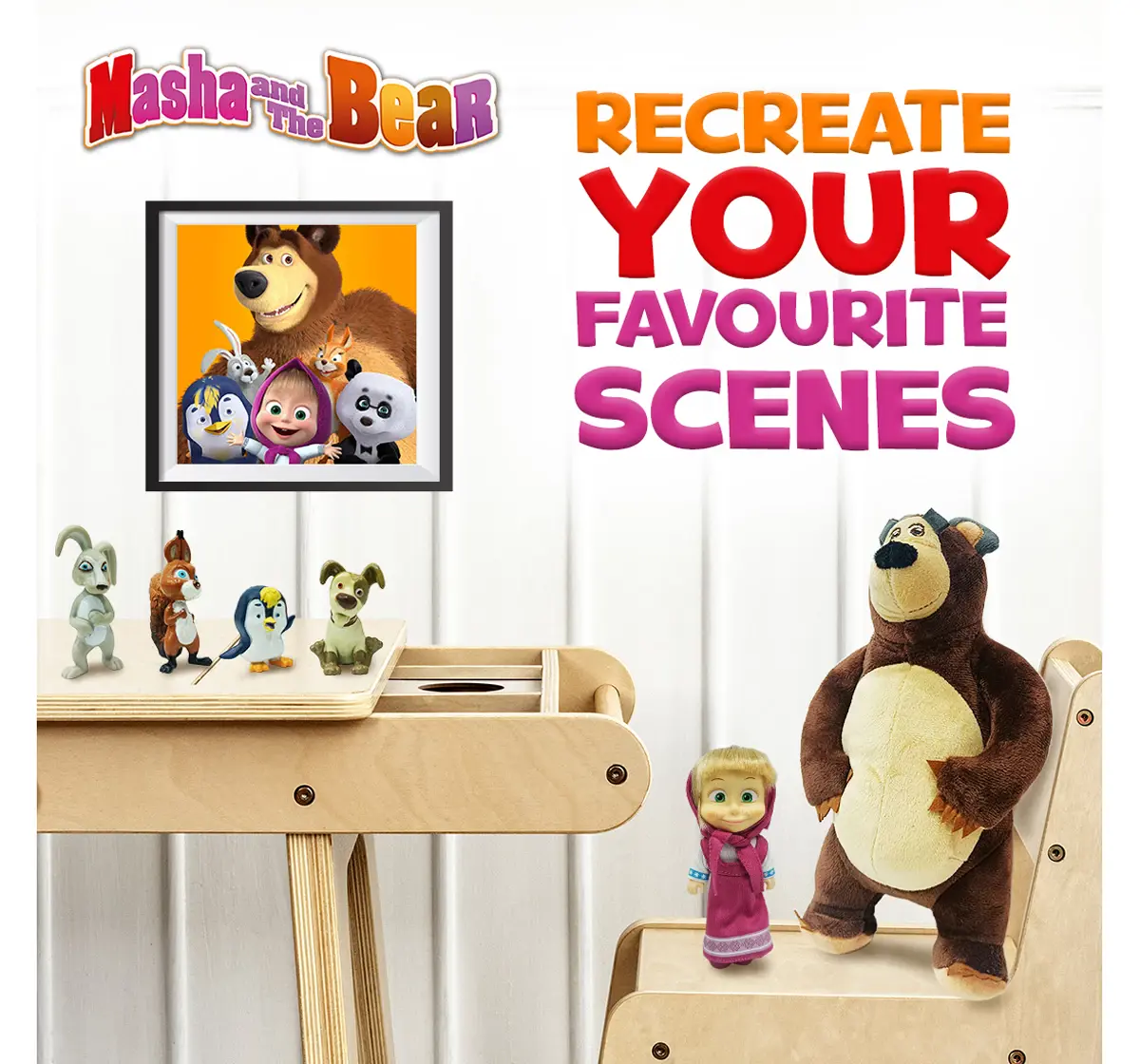 Masha And The Bear Simba Set Plush Bear, Doll, Animals Multicolour, 3Y+