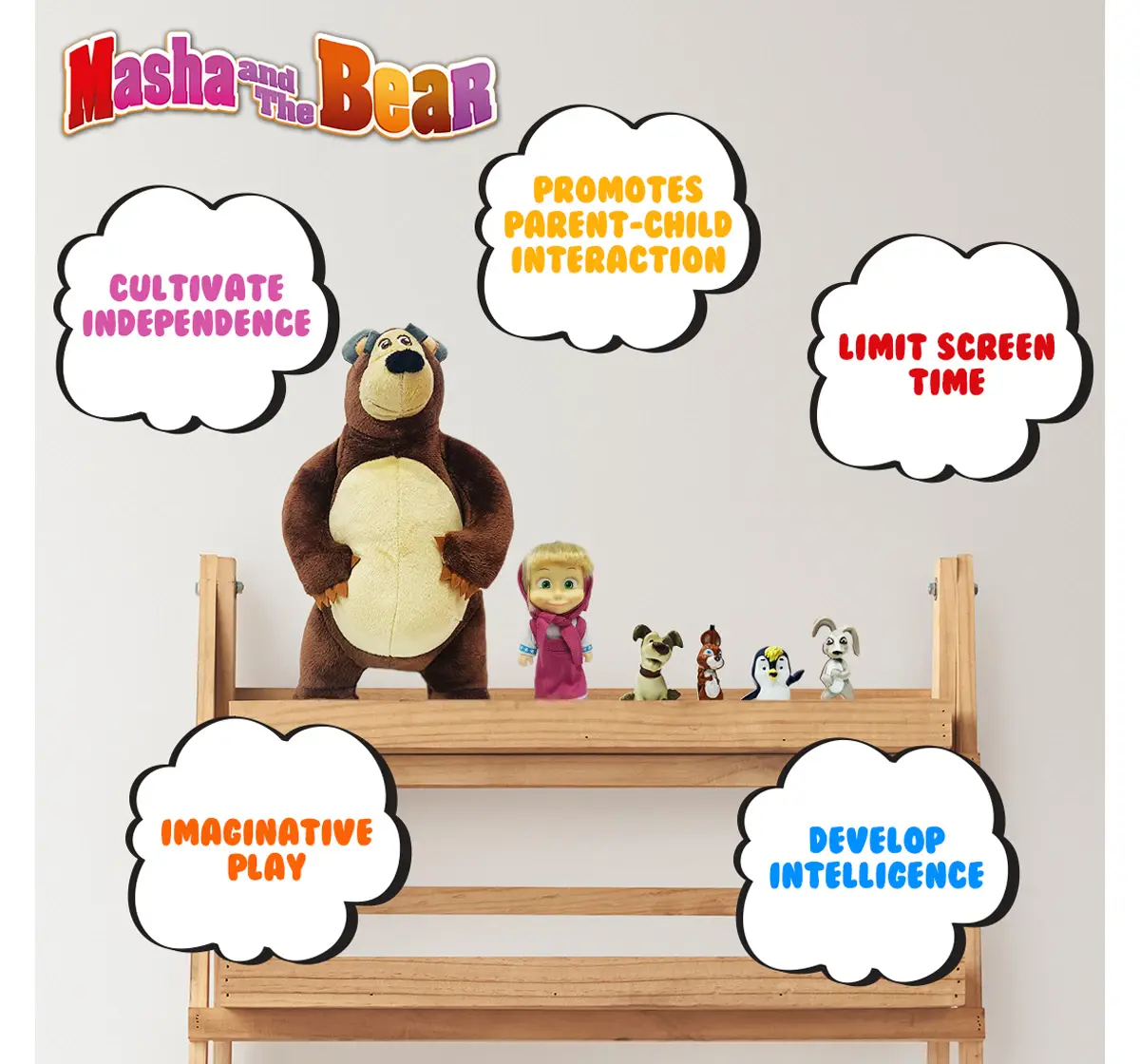 Masha And The Bear Simba Set Plush Bear, Doll, Animals Multicolour, 3Y+