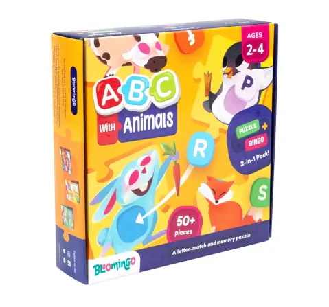 Bloomingo ABC with Animals - Alphabet Puzzle and Bingo Game, 2Y+