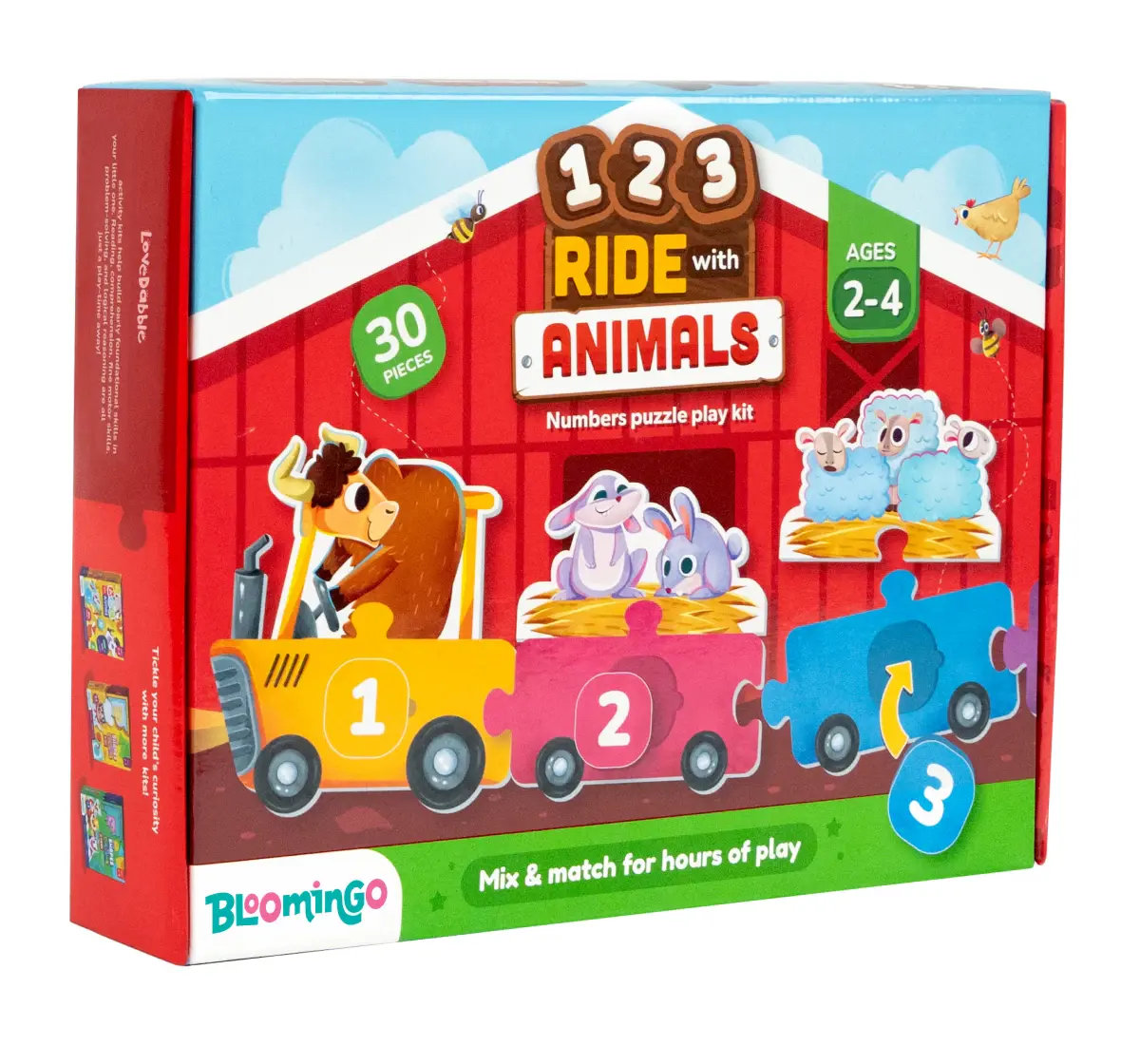 Bloomingo 123 Ride with Animals - Number Puzzle and Math Worksheets, 2Y+