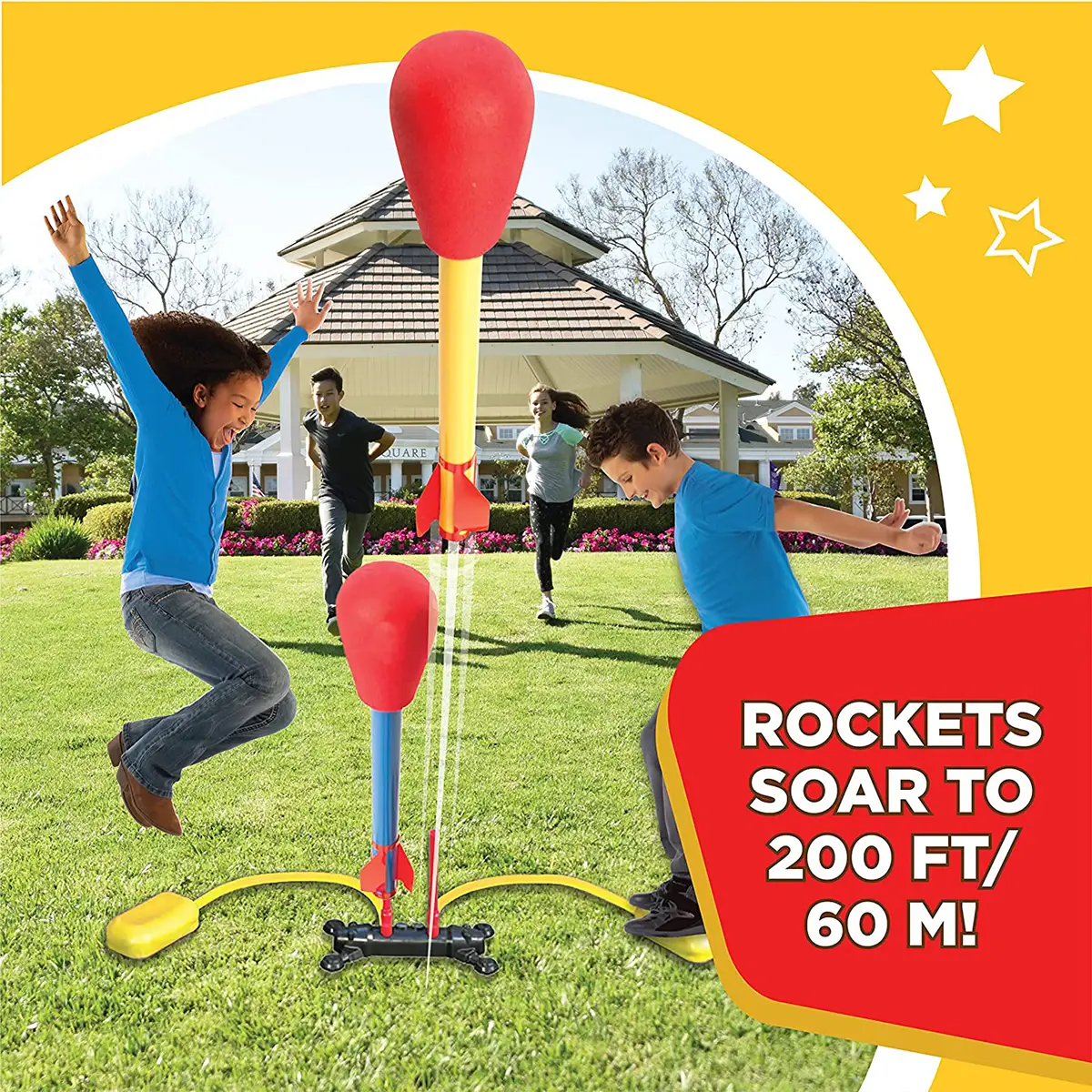 Stomp Rocket Original Dueling Rocket Launcher For Kids of Age 5Y+, Multicolour