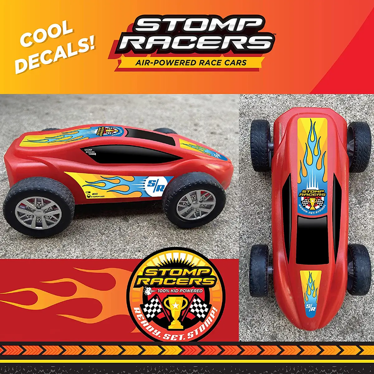 Stomp Rocket Original Stomp Racers Car Launcher Multiclour For Kids of Age 5Y+, Multicolour