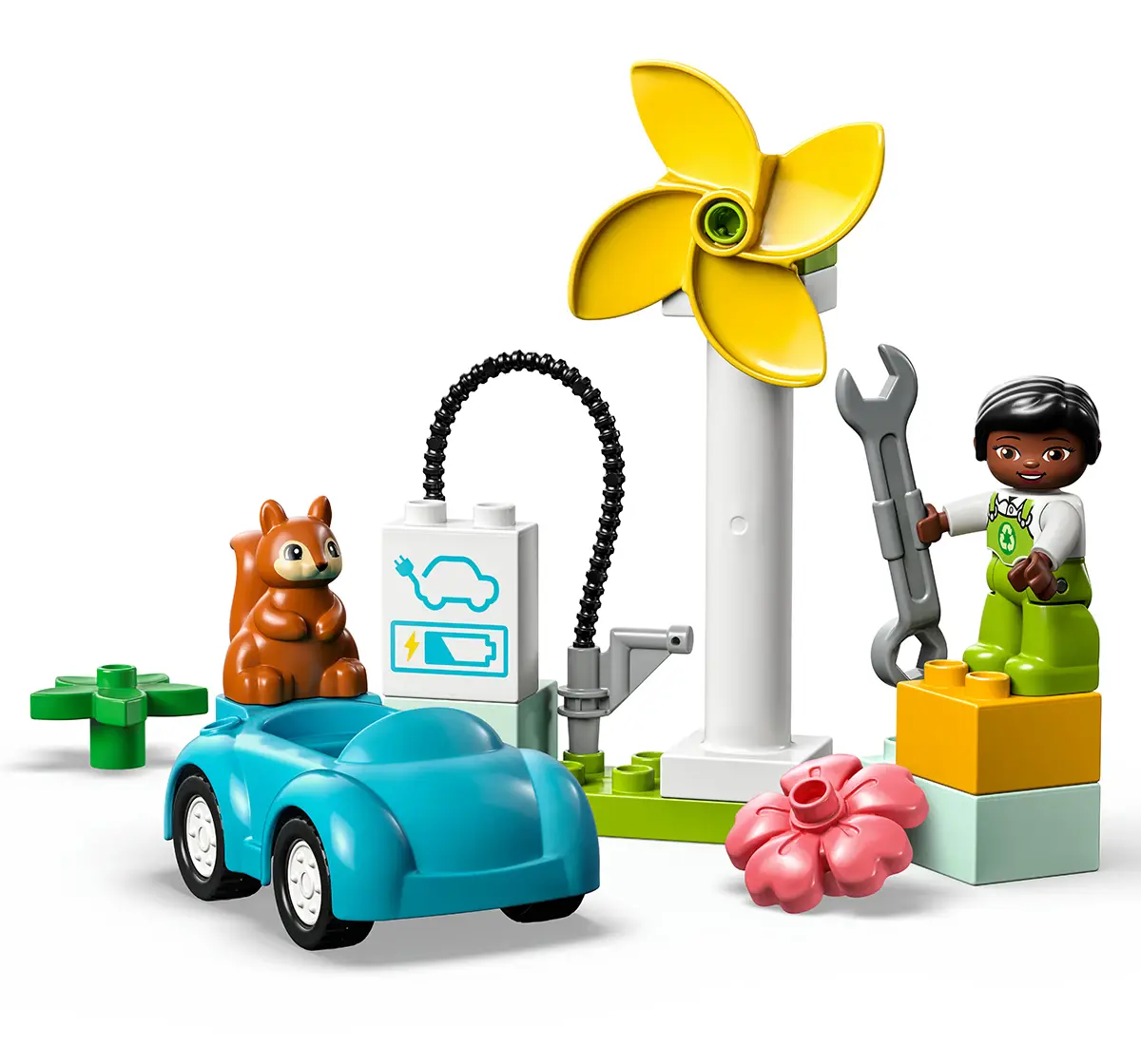Lego Duplo Town Wind Turbine And Electric Car 10985 Building Toy Set (16 Pieces), 2Y+