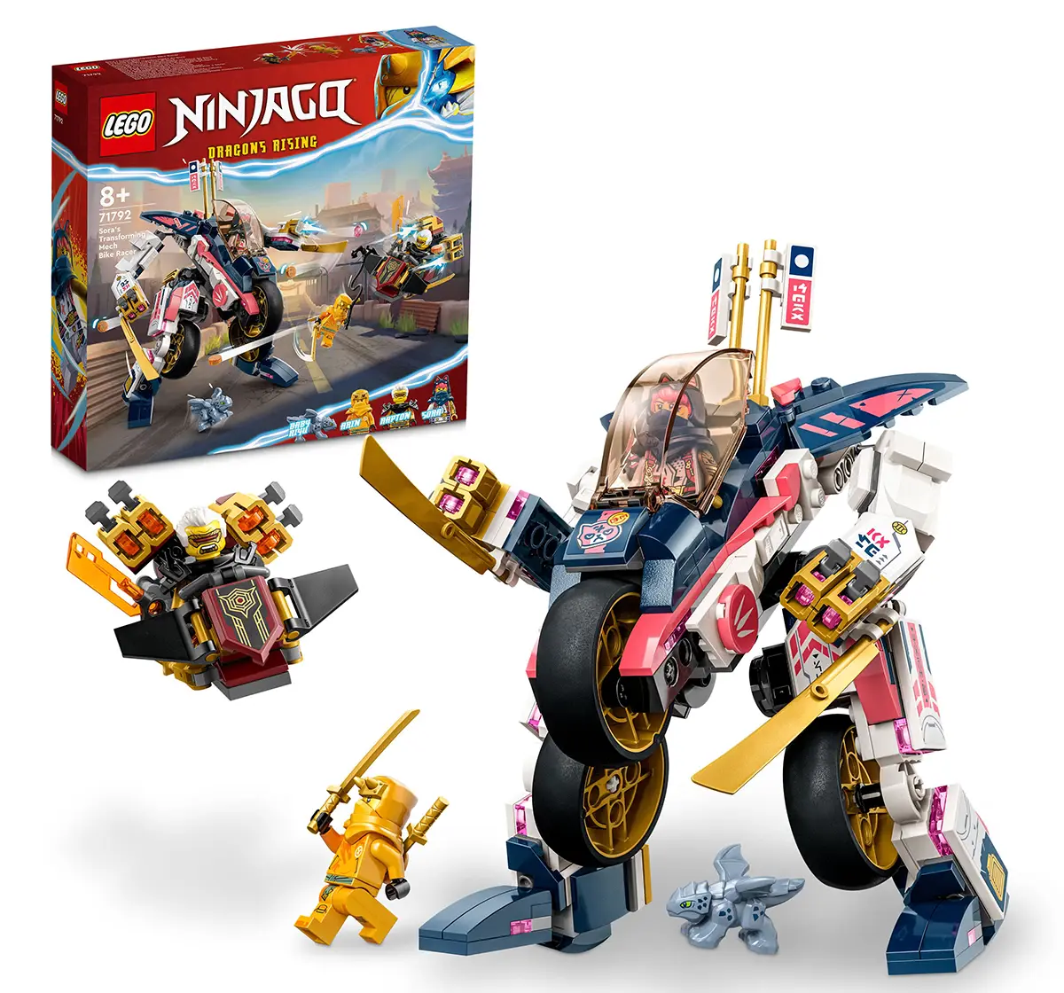 Lego Ninjago SoraS Transforming Mech Bike Racer 71792 Building Toy Set (384 Pcs), 8Y+
