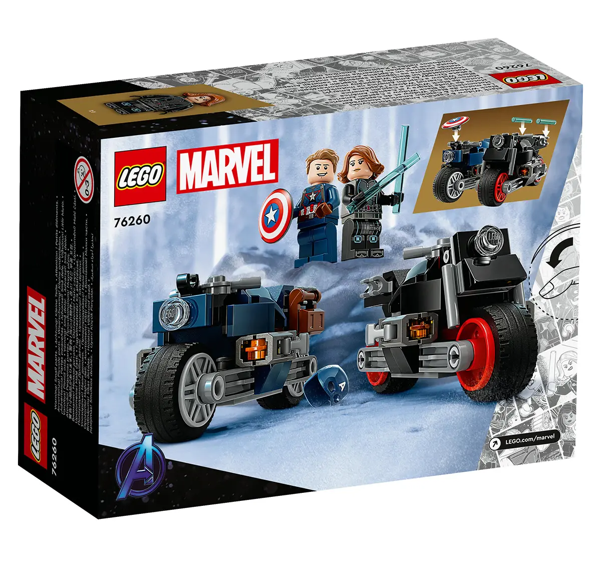 Lego Marvel Black Widow & Captain America Motorcycles 76260 (130 Pieces), 6Y+