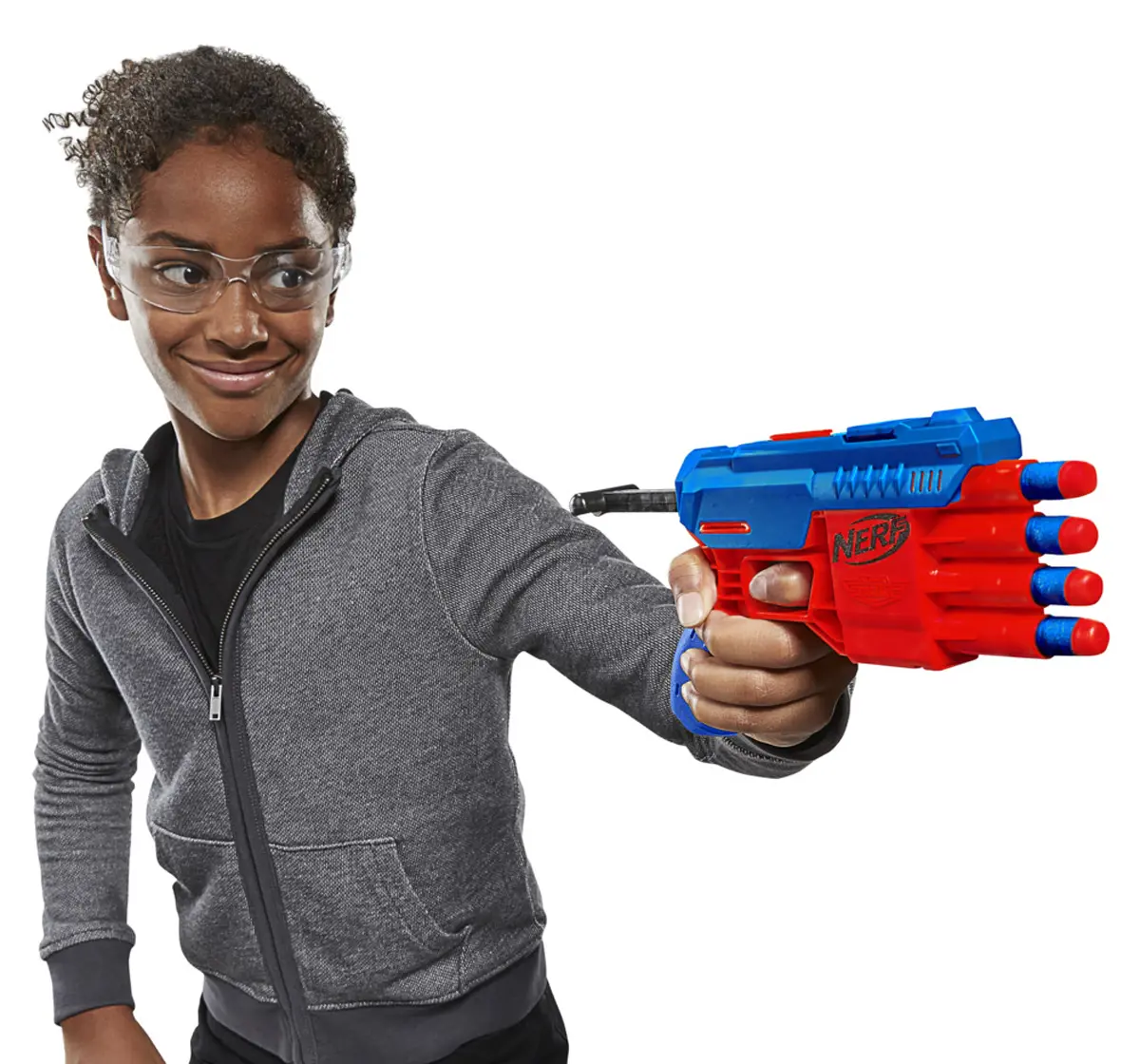 Nerf Alpha Strike Claw QS-4 Blaster, 4 Official Nerf Elite Foam Darts, 8Y+