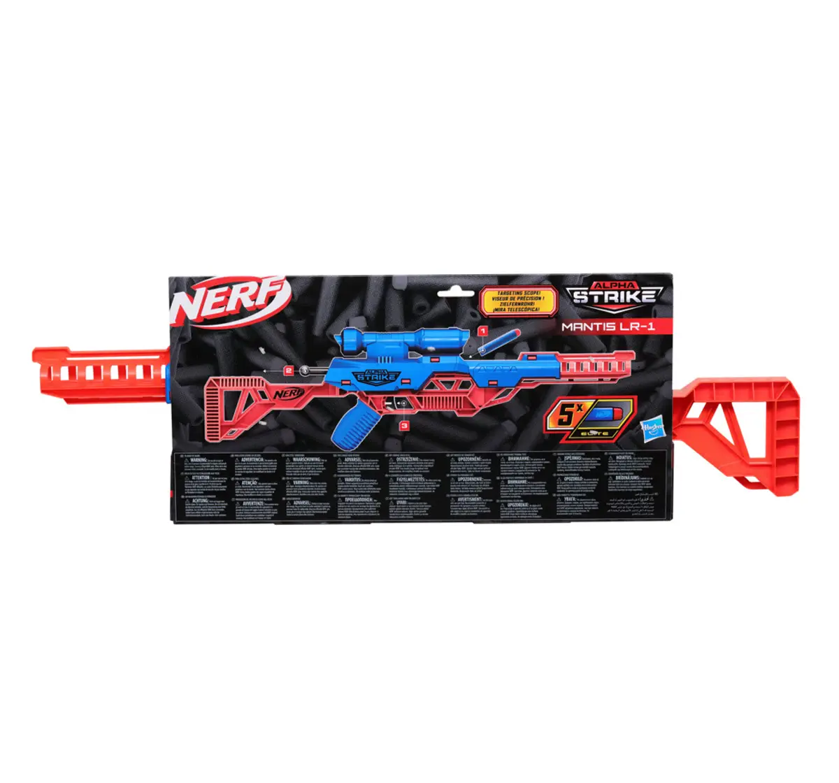 Nerf Alpha Strike Mantis LR-1 Dart Blaster with Targeting Scope and 5 Official Nerf Elite Foam Darts, 8Y+