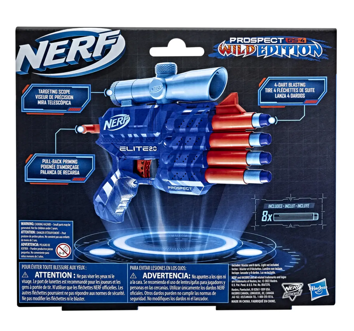 Hasbro Nerf Elite 2.0 Prospect Qs-4 Blaster, Wild Edition Color Design ...