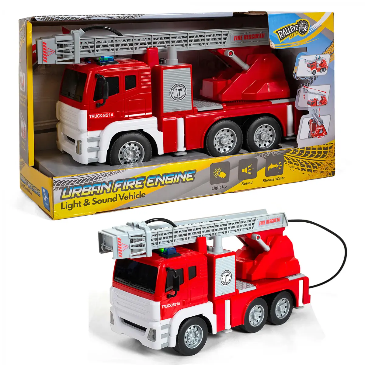 Ralleyz Urban Fire Engine Light & Sound Vehicle Toys for Kids, 3Y+, Multicolour