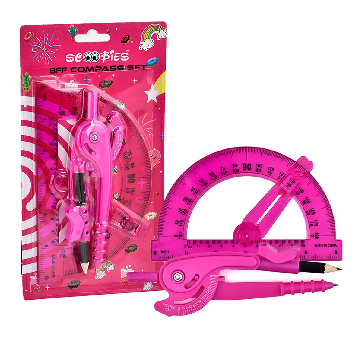 Scoobies BFF Compass and Protractor Set Pink, 3Y+