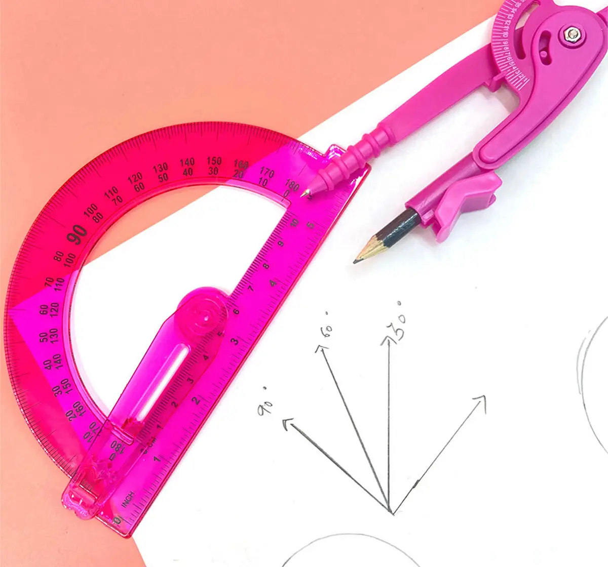 Scoobies BFF Compass and Protractor Set Pink, 3Y+