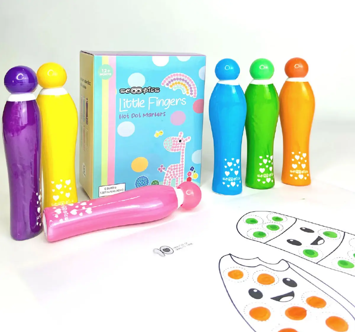Scoobies Little Fingers Hot Dot Markers Pack of 6 Multicolour, 2Y+