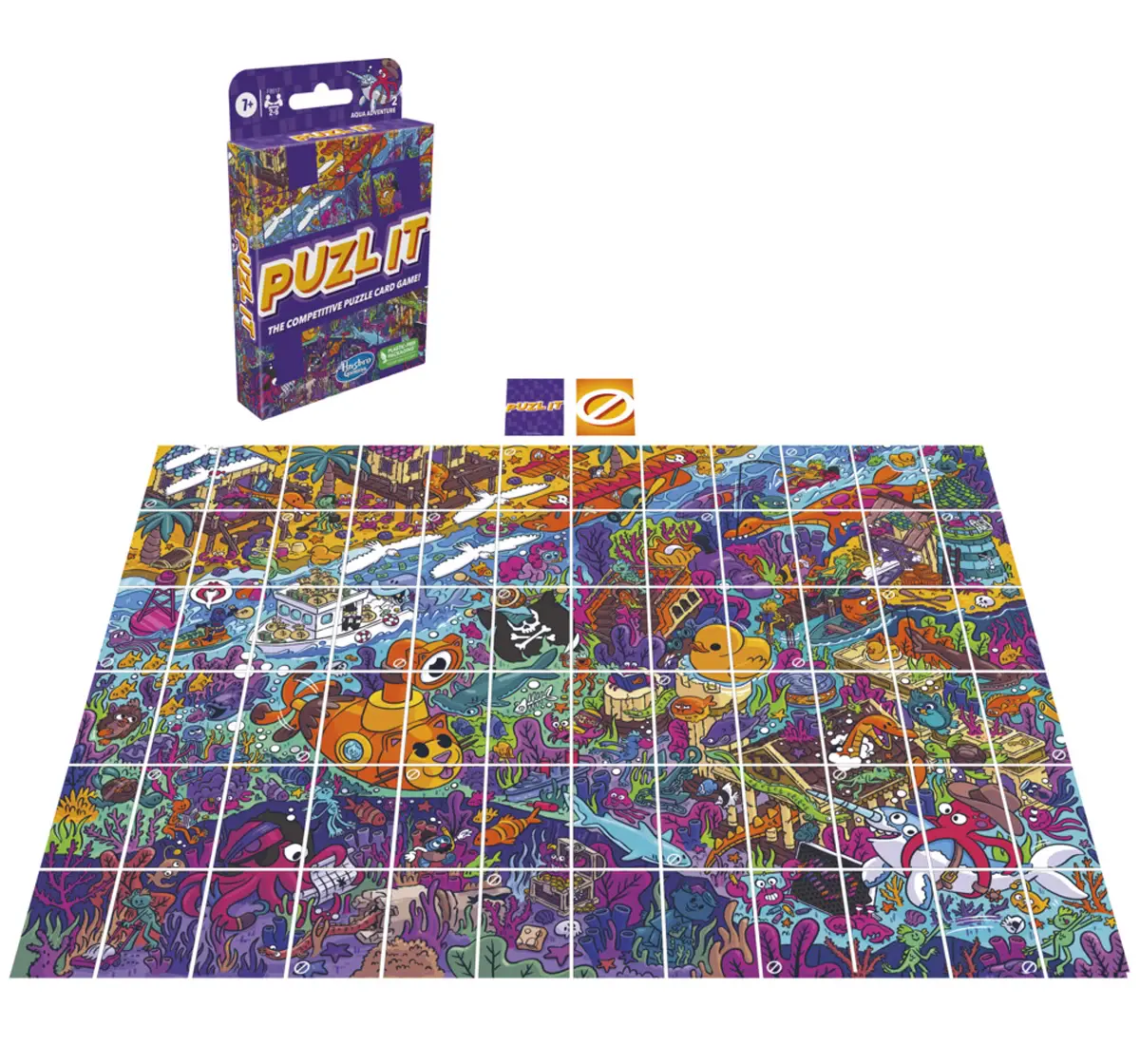 Hasbro Gaming Puzzle It Game: Aqua Adventure The Competitive Puzzle Card Game, 7Y+