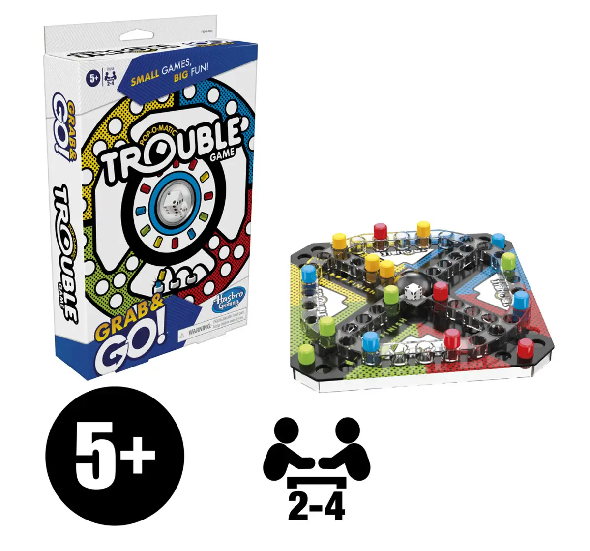 Hasbro Gaming Trouble Grab and Go Game, 5Y+, 2-4 Players