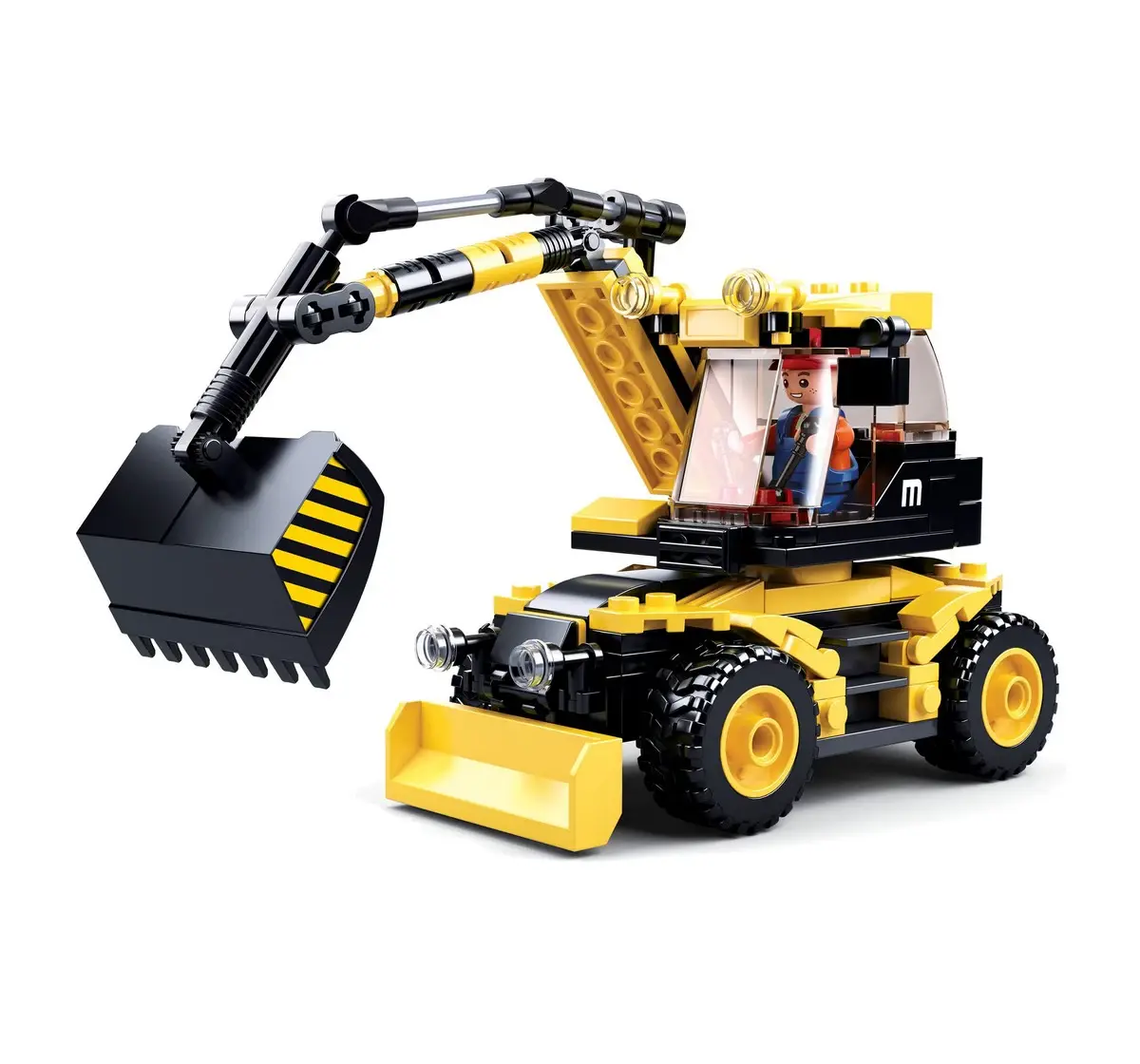 Playzu Building Block Toy Excavator 2In1 Yellow & Black 8 Years+