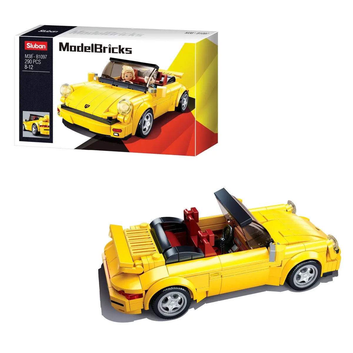 Playzu Building Block Toy 930 Sports Car Yellow, 6Y+