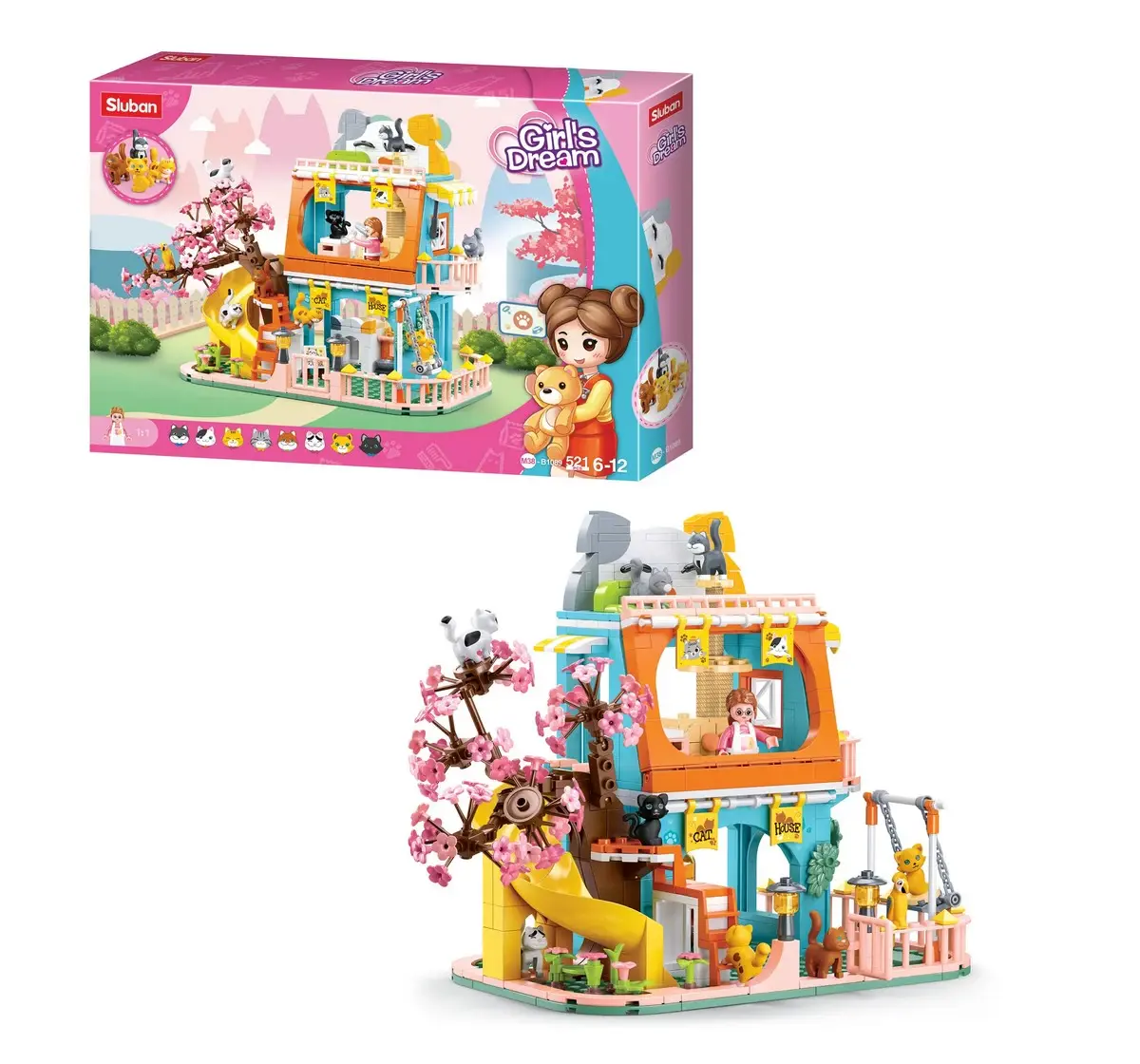 Playzu Building Block Toy Cat House Multicolor 10 Years+