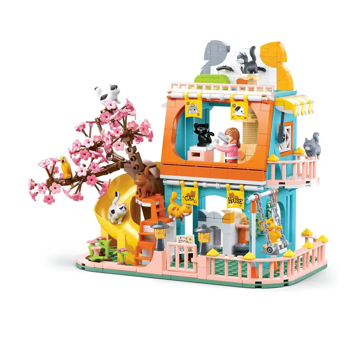 Playzu Building Block Toy Cat House Multicolor 10 Years+