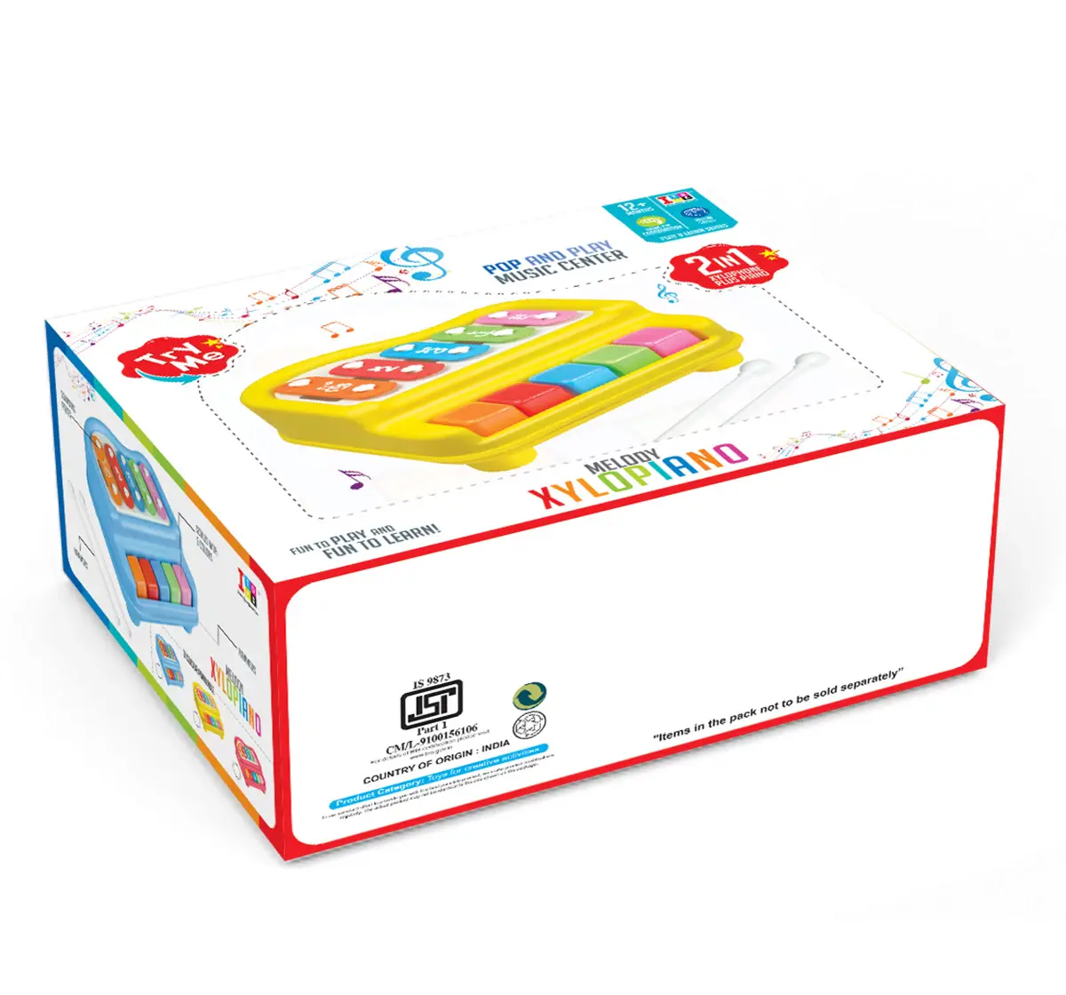 ITOYS Xylophone 5 Keys Musical Toy, Multicolour, 12M+
