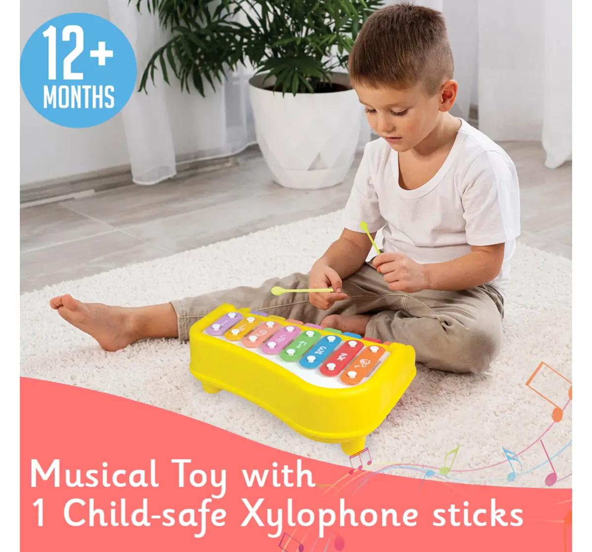 ITOYS Xylophone 8 Keys Musical Toy, Multicolour, 12M+