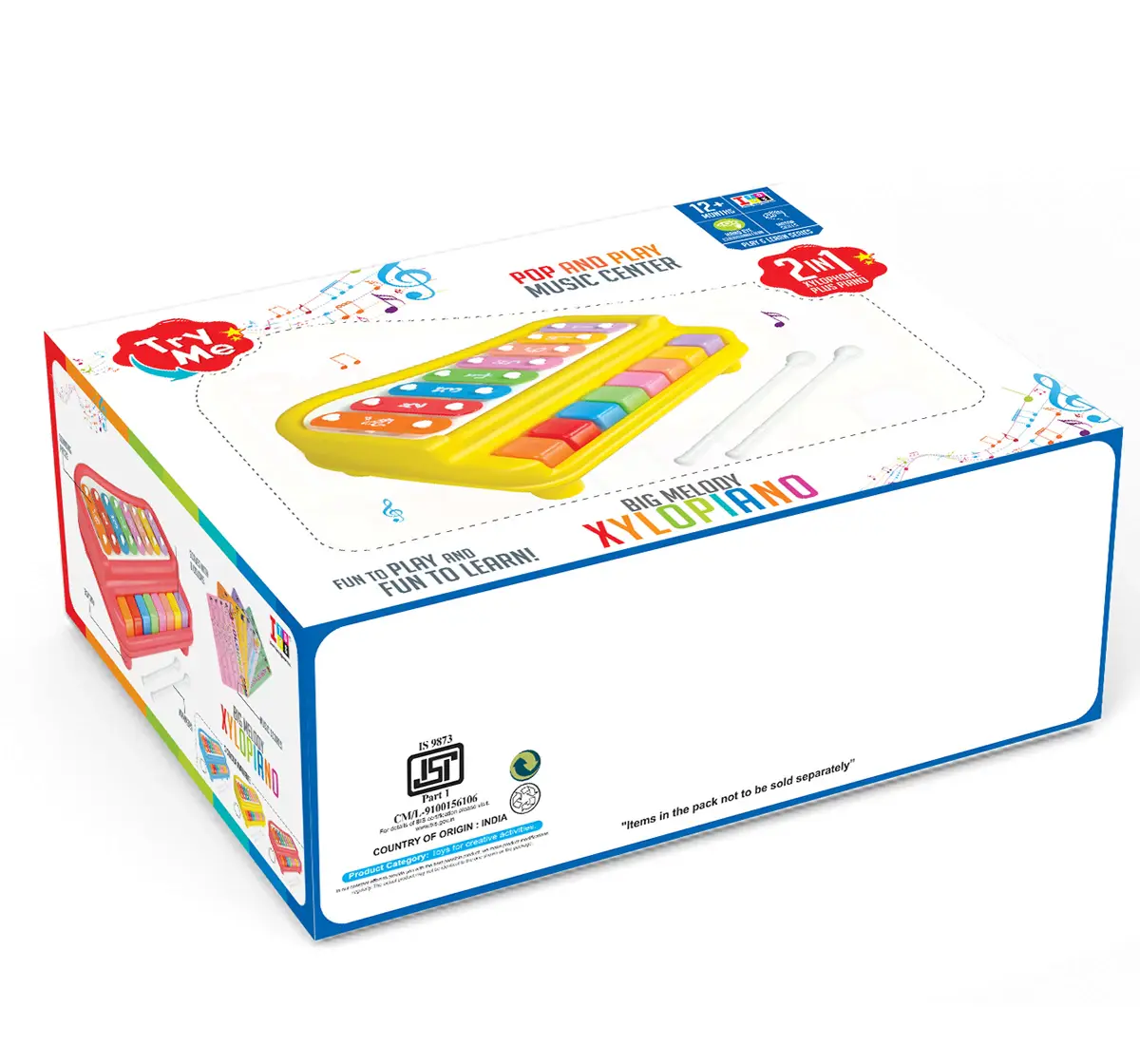 ITOYS Xylophone 8 Keys Musical Toy, Multicolour, 12M+