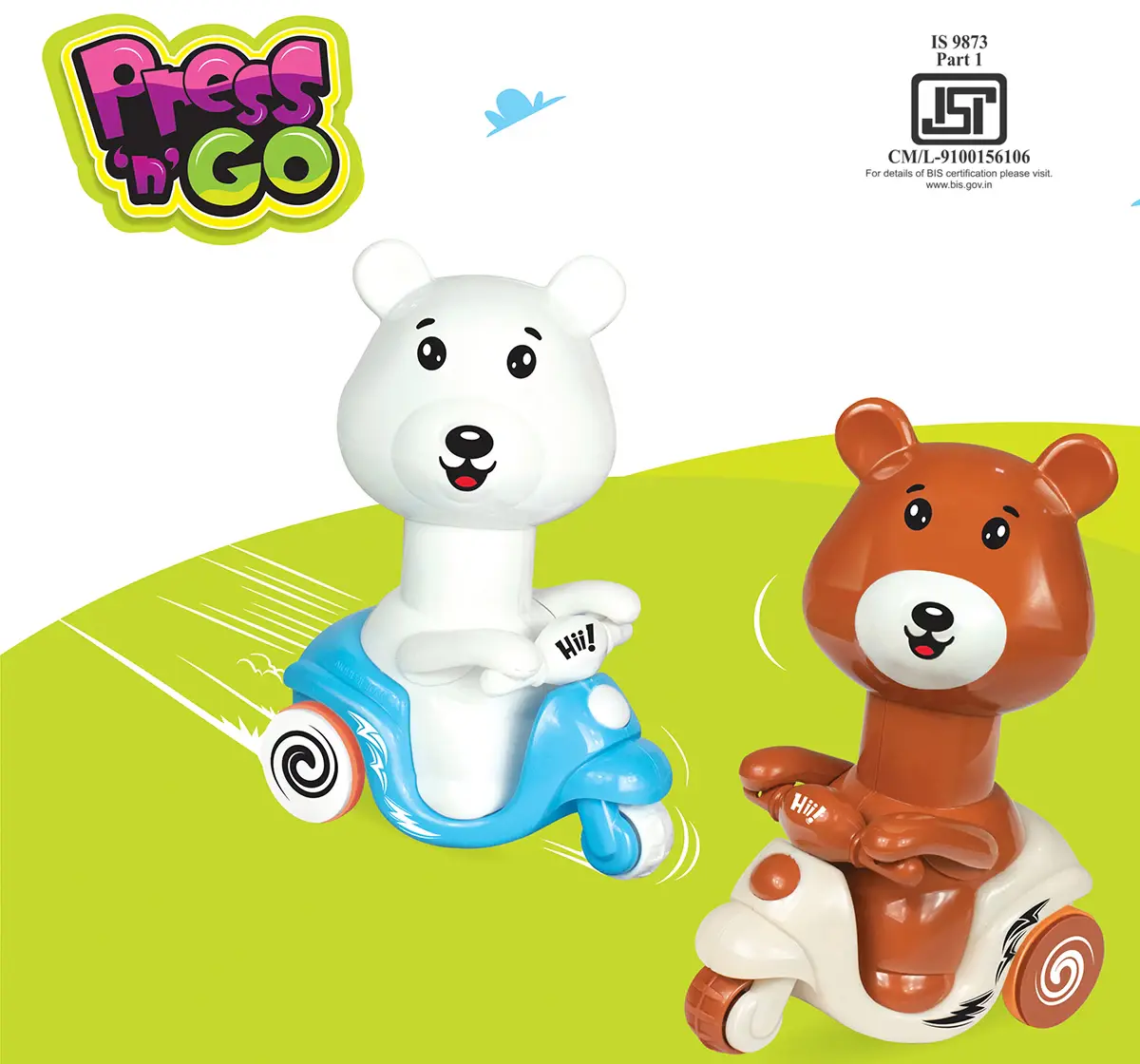 ITOYS Press N Go Singal Animal, Assorted, 6M+