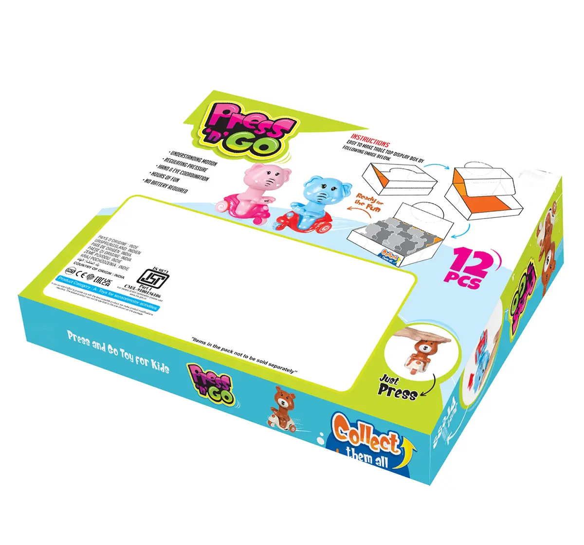 ITOYS Press N Go Singal Animal, Assorted, 6M+