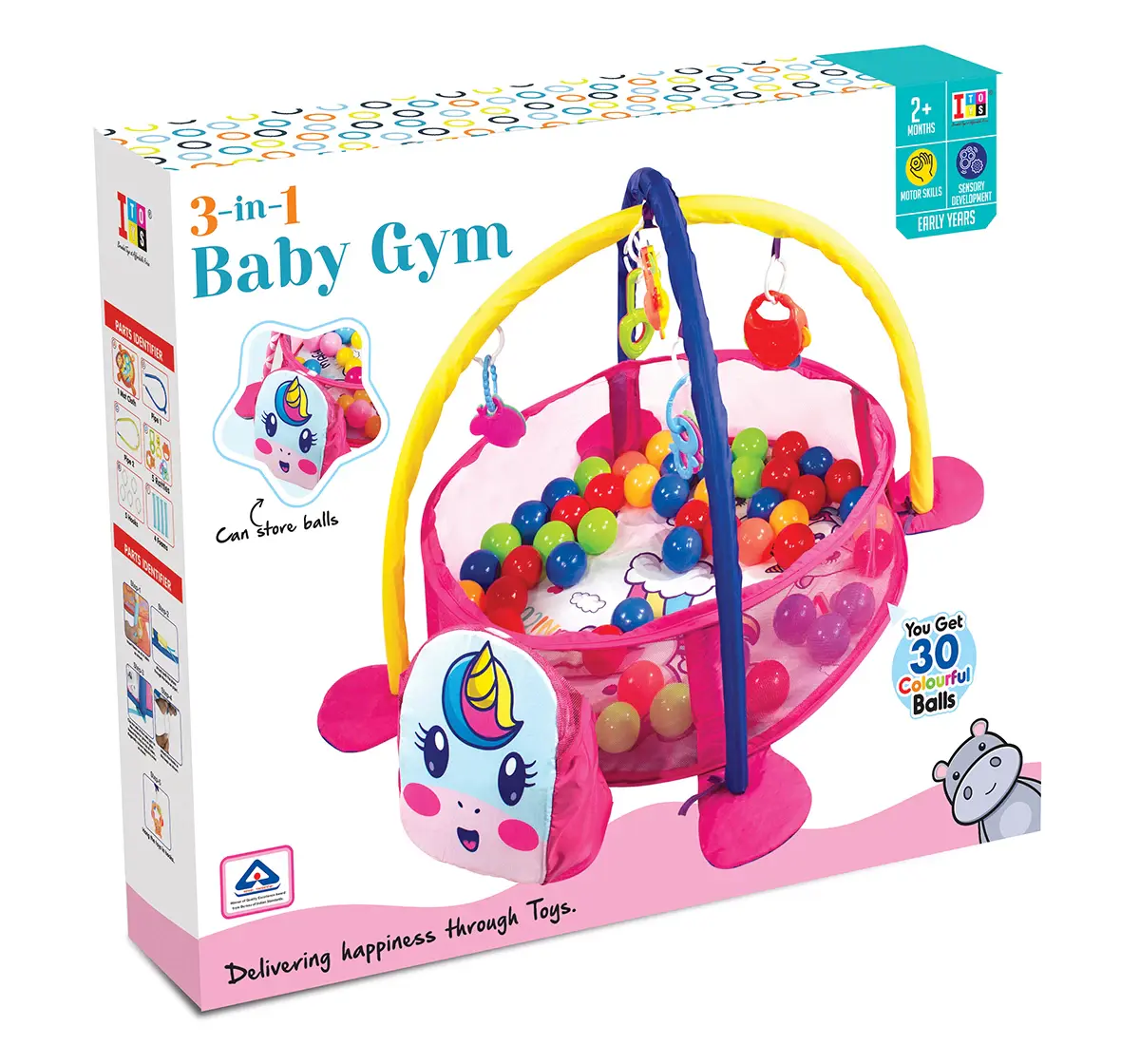 ITOYS 3 In 1 Baby Gym Unicorn, Multicolour, 2M+