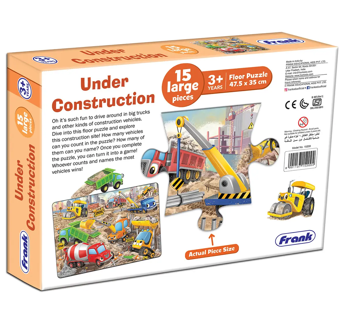 Frank Under Construction 15 pieces Floor Puzzles, 3Y+