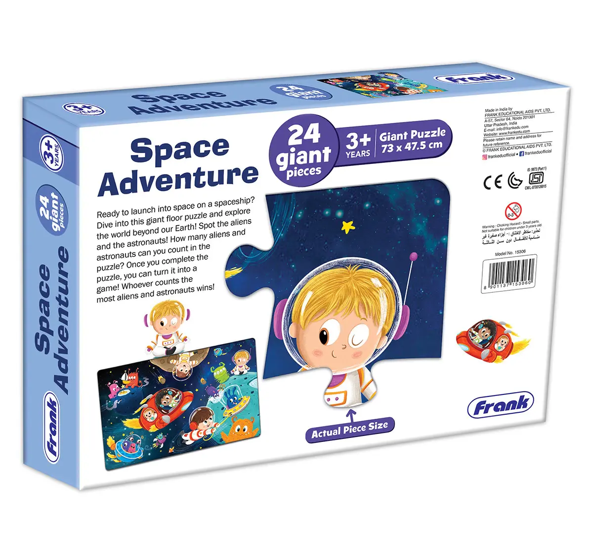 Frank Space Adventure, 24 Pieces Giant Floor Puzzle, 3Y+