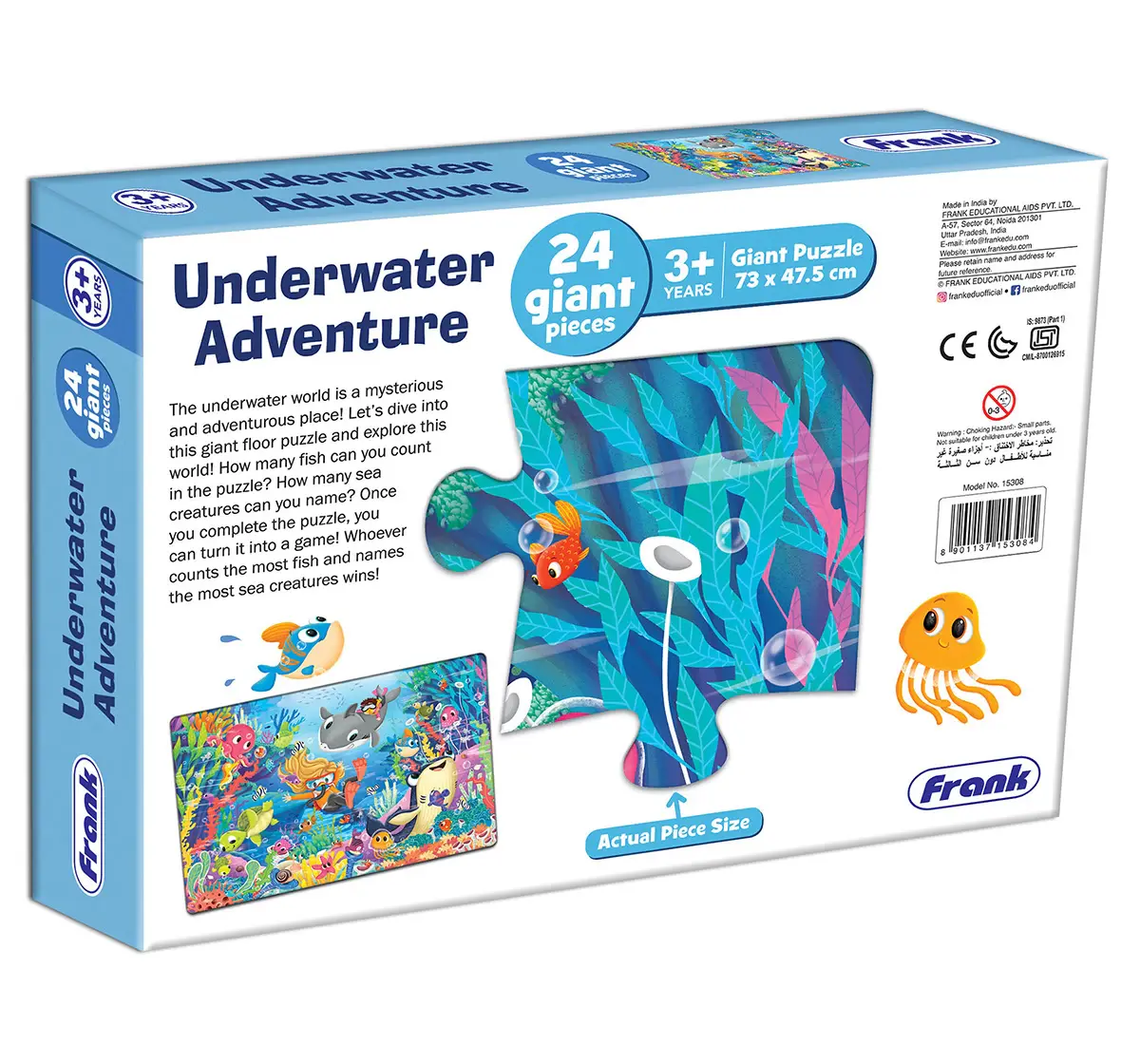Frank Underwater Adventure, 24 Pieces Giant Floor Puzzle, 3Y+